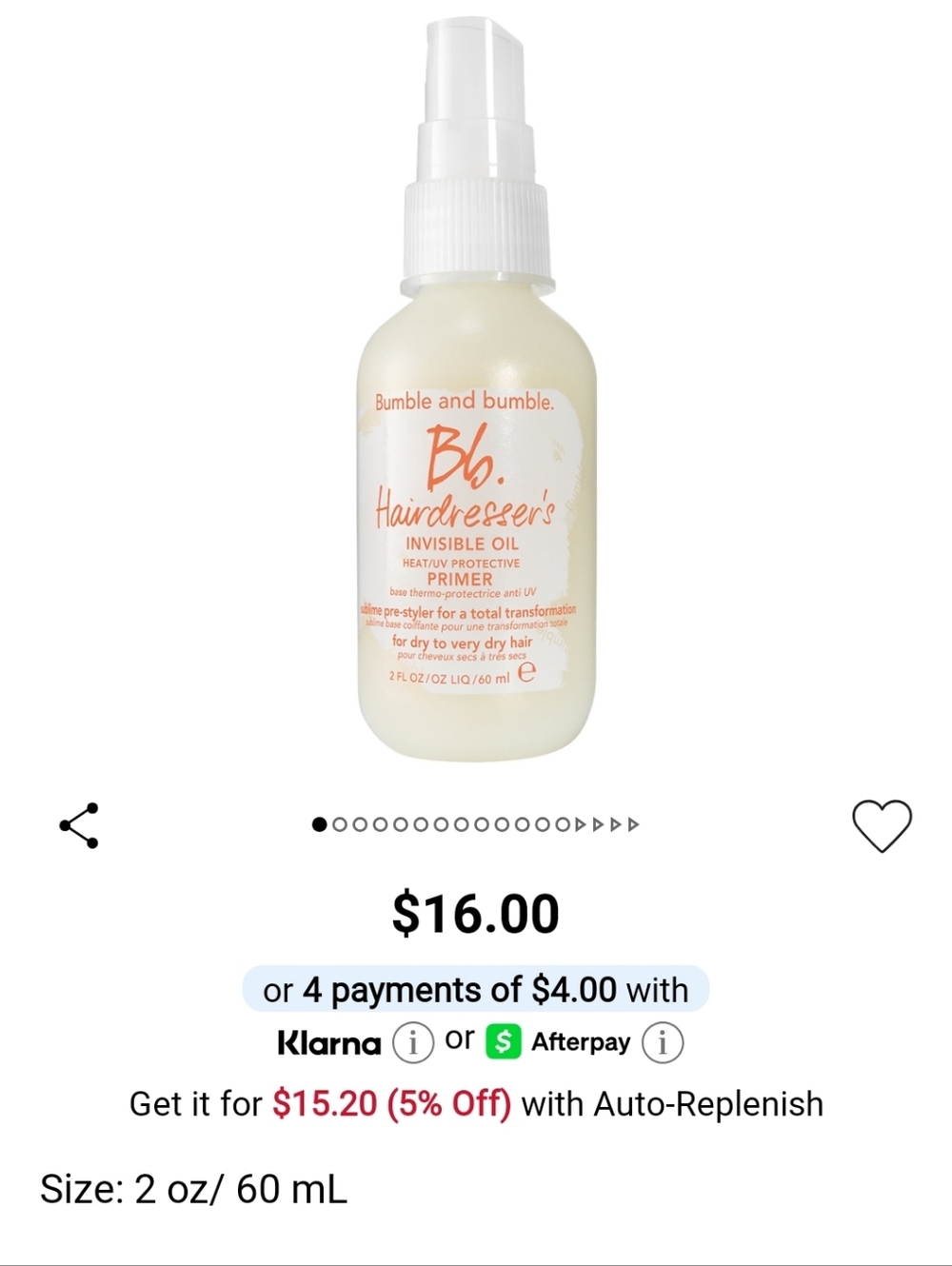 Bumble and bumble Bb. Hairdresser's Invisible Oil Primer - 2oz New